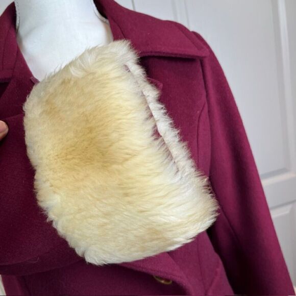 Vintage Winkelmans Wool Coat with Fur Trim Burgundy- Pristine condition! S/M - Picture 12 of 16